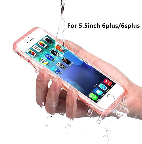 PISSION Waterproof Cases Full Protection Cover Transparent Bumper Compatible with 5.5inch iPhone 6/6S Plus (Rose Gold)