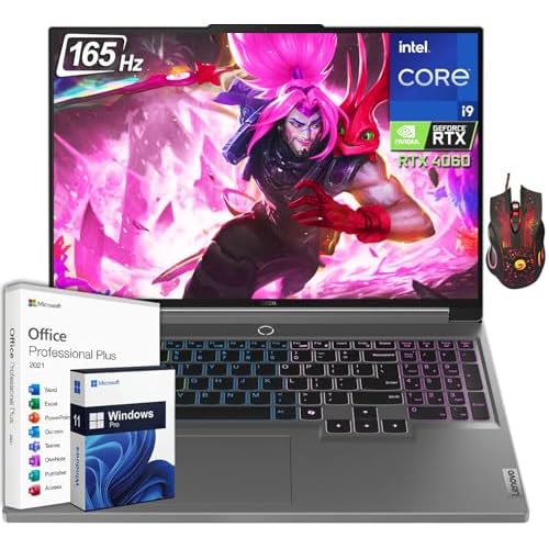 Lenovo Legion 5i 16″ WQXGA 165Hz Gaming Laptop, Intel i9-14900HX Up to 5.8GHz, 32GB DDR5, 1TB SSD, GeForce RTX 4060, RGB Backlit KB, WiFi 6E, FHD Webcam, Microsoft Office Lifetime License & Win11 Pro