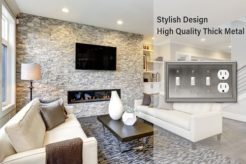Image of Sunken Pearls Heavy Duty Decorative Wall Plate Switch Plate Outlet Cover (Triple Toggle /Single Duplex, Heirloom Silver)