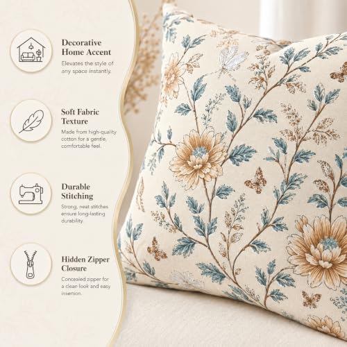 Image of Clasiko Cotton Cushion Covers 16x16 Inches Pack of 5 | Golden Bloom