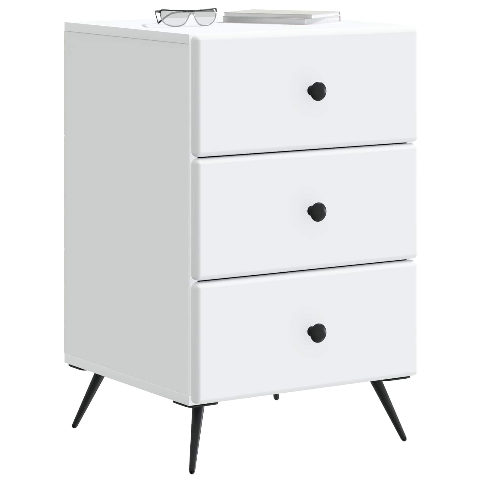 Mesita de noche blanca 43 x 41 x 66,5 cm con 3 cajones