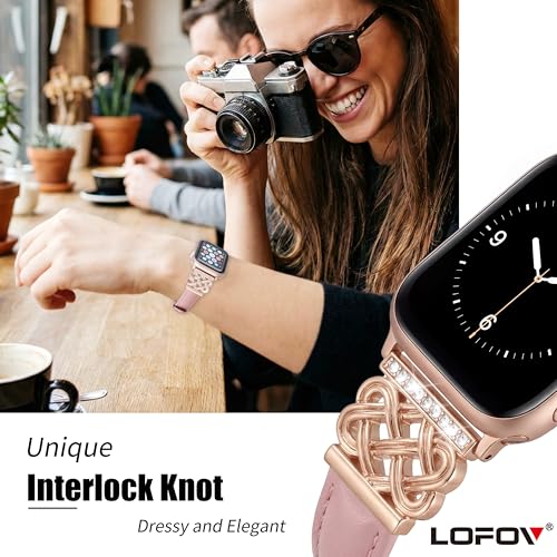 Image of Compatible with Apple Watch Bands Women 38 /40 /41 /42mm Dressy Slim Leather Strap with Designer Celtic Knot Interlock Buckle Bracelet for iWatch Series 11 10 9 8 7 6 5 4 SE 3 2 1