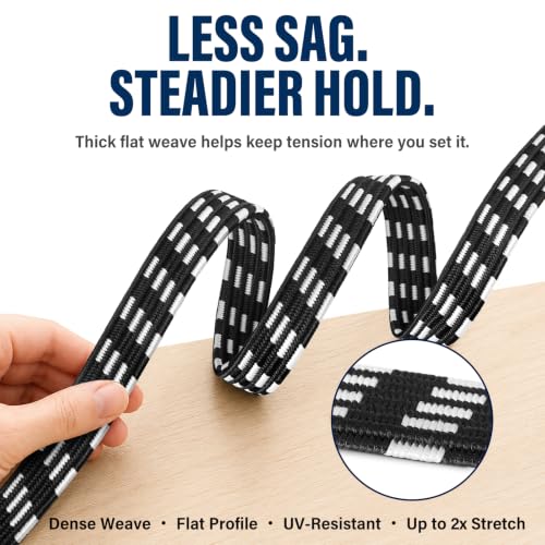 Image of 4 Pcs 24 Inch Flat Adjustable Bungee Cords with Hooks - Heavy-Duty 4-Latch, Dual-End Adjustable Elastic Bungee Straps for Cargo, Truck, Bike, Camping & Outdoor Tie-Down, Black /White