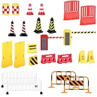 FAYAHAR 24 Stück Wichtel Zubehör Baustelle, Mini Verkehrszeichen Set, Straßenschilder Spielzeug mit Zäune Warnschilder Mini-Verkehrskegel Straßensperren, für Verkehrswissen Lernen