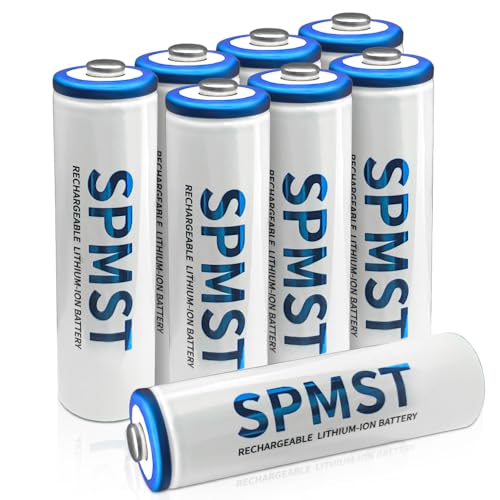 SPMST 3600mWh Rechargeable AA Lithium Batteries (8 Pack)