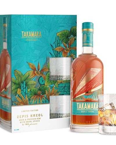 Rhum de mélasse TAKAMAKA coffret 2 verres - L'idée cadeau idéale avec notes cannelle et muscade
