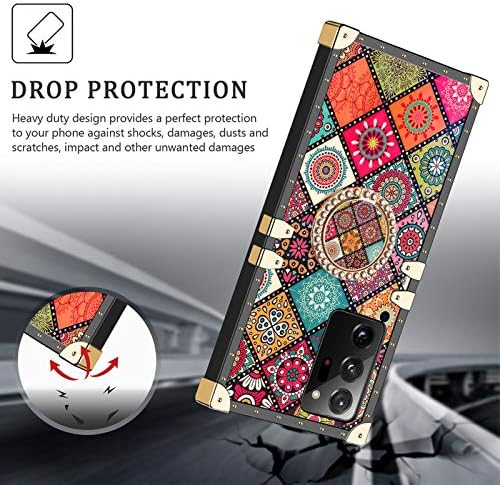 Coolden for Samsung Note 20 Ultra Case with Ring Kickstand Shockproof Square Case for Girls Metal Decoration Corner Soft TPU Protective Phone Case Cover for Samsung Galaxy Note 20 Ultra (Sun Flower)