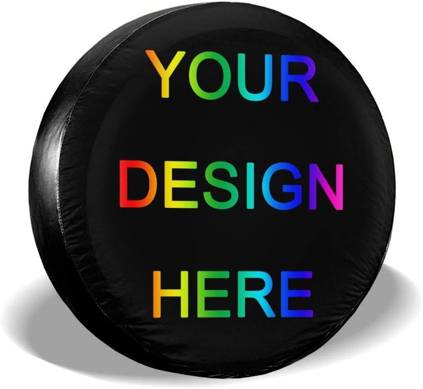 ABIsedrin Custom Spare Tire Cover, Add Your Own Design, Logo, Text Universal Spare Tire Cover for Jeep Trailer RV SUV Truck (14" 15" 16" 17")