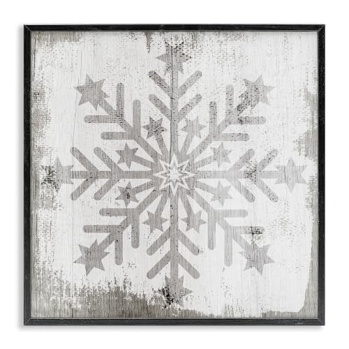 Winter Snowflake Distressed Pattern, 17 x 17 Inch Framed Giclée Print