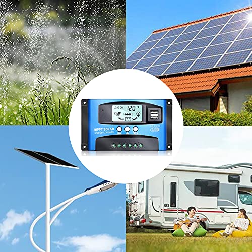 100A MPPT 36V/48V/60V Solar Charge Controller with LCD Display, Multiple Load Control Modes Dual USB MPPT Multi-Function LCD Displays Solar Charge Controller - Thumbnail 7