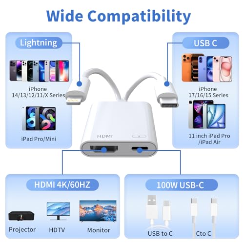 Adaptador USB-C a HDMI para iPhone 17 y 16 que soluciona la carga 2