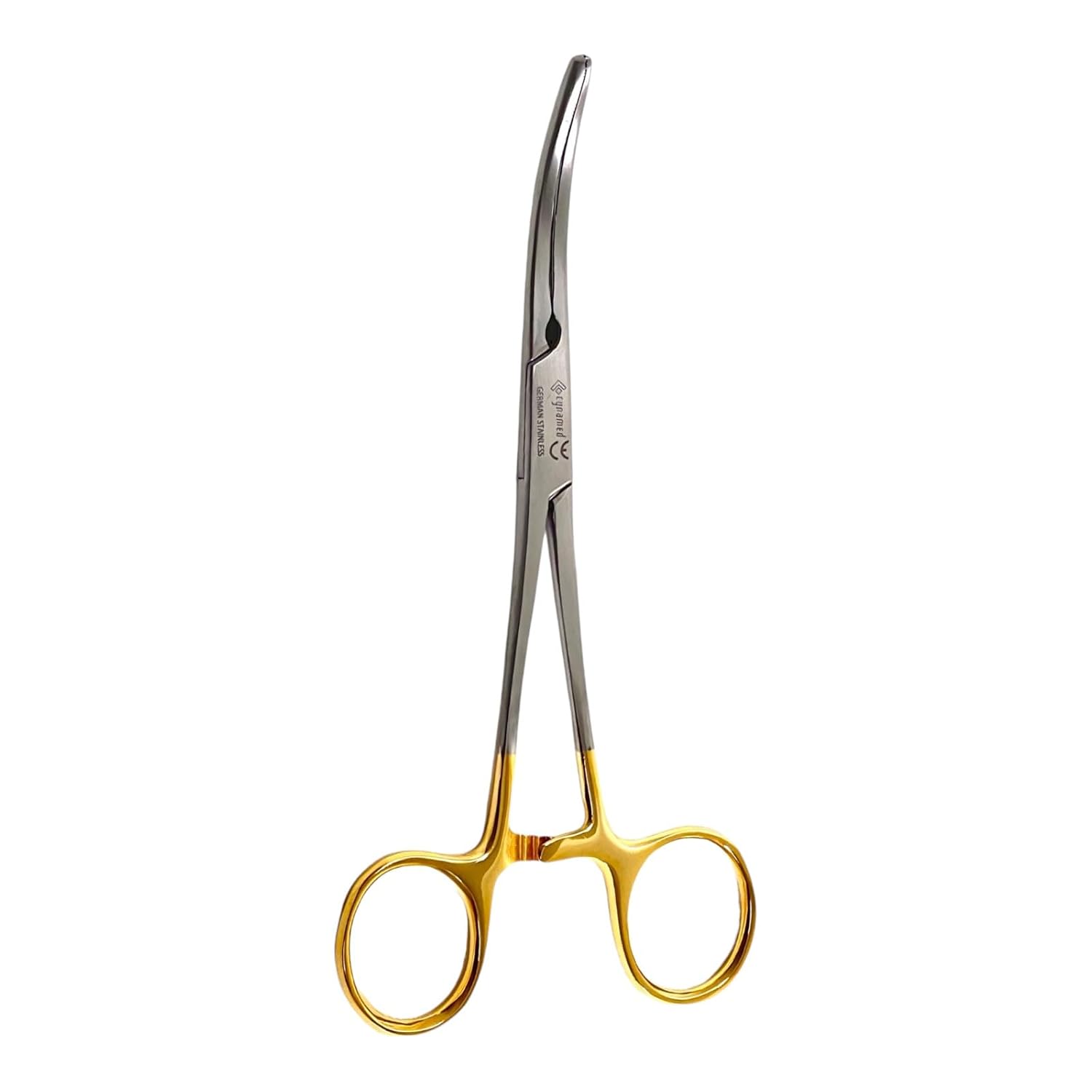 3 Pack of Carmalt Clamps - 6.25 Inches Carmalt Forceps with Curved Cross-Serrated Grooved Tips, Gold Handle, Ratchet-Locking - German Stainless Steel