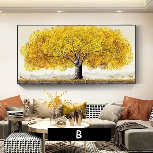 Tableau arbre d'or et argent HYFBH 50x95cm pour décoration salon moderne