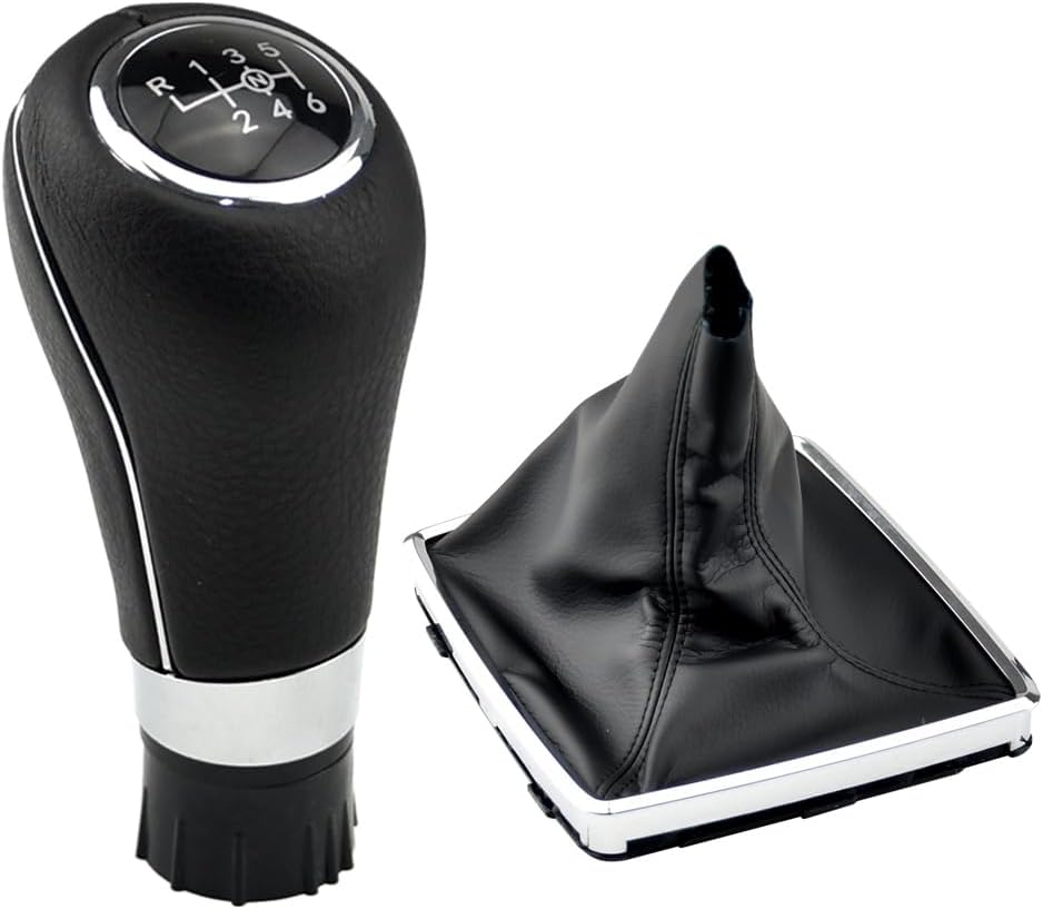 Gear Shift Knob Head Gear Cover Shift Lever Stick+Gear gaitor Boot Compatible with Be-nz W203 S203 CL203 W209 W204 C204 C63 C300 C250 W207 A207 W212-6 Speed Upon-Black Small Hole