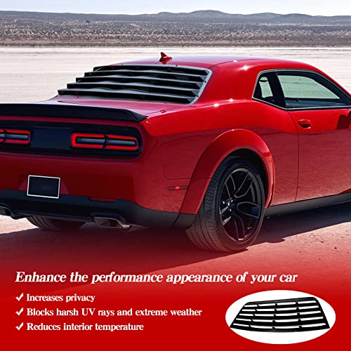 Acmex Rear Window Louvers For Dodge Challenger 2008 2009 2010 2011 2012 2013 2014 2015 2016 2017 2018 2019 2020 2021 2022 2023 2022 2023 Windshield Sun Shade Cover Vintage Style Louver(Matte Black) #TOP4