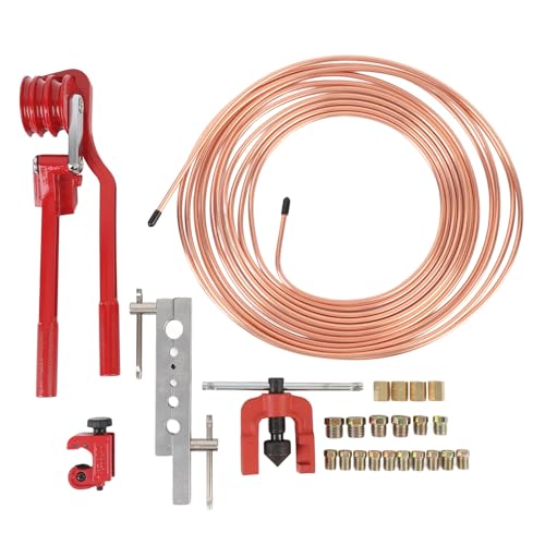 Oreilet Kit de Línea de Freno de 3/16 Pulgadas, Kit de Reparación de Línea de Freno Recubierto de Cobre, Herramienta de Abofetaje para la Mayoría los Sistemas de Frenado Hidráulico