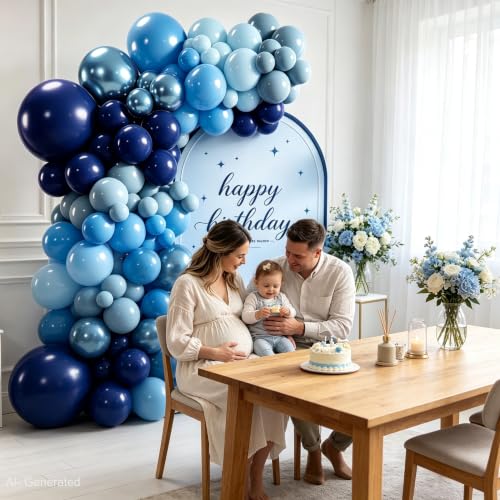 Image of Blocesa Blue Balloons Arch Kit, Metallic Blue Latex for Party Decoration