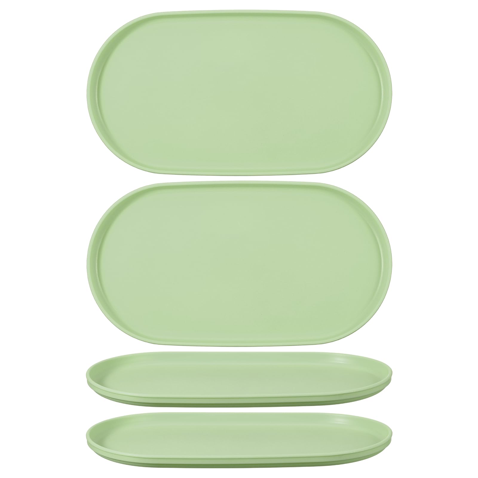 sourcing map 4Pcs Fast Food Serving Trays, 30.5x16.8cm Oval Reusable Restaurant Serving Trays for Kitchen Restaurant Coffee Fruit Burger Lunch Dessert, Creamy Green