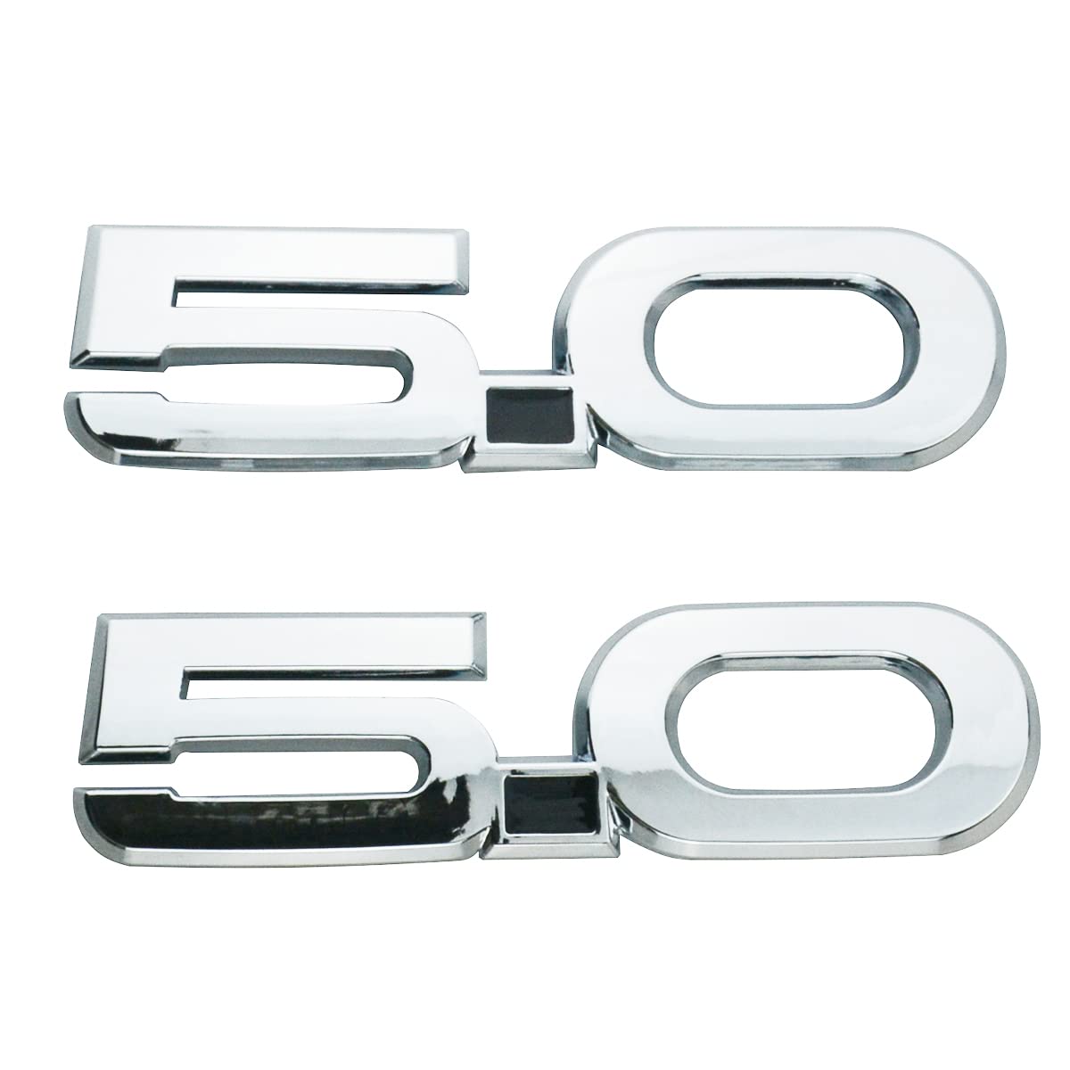 Pair Set 5.0 Emblem Door 3D Fender Side Badge Right Left Decals Stickers Replacement for 2015-2022 Latest Mustang GT 150 (Silver Black)
