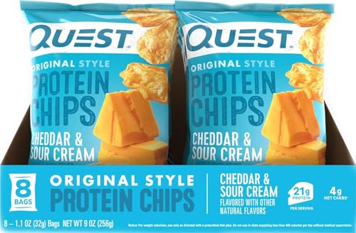 Image of Quest Nutrition Cheddar & Sour Cream Protein Chips, Low Carb, Gluten Free, Potato Free, Baked, Pack of 8
