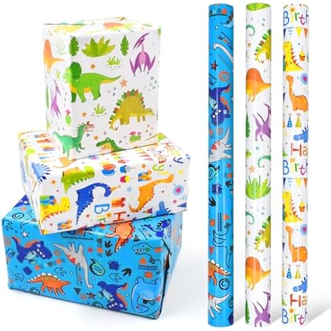 Dinosaur Wrapping Paper for Kids Birthdays Cover