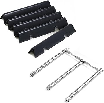 E310/320 Grill Replacement Parts for Weber Spirit 300 Series Front Control | E-330 S-310/320/330 Parts 15.3" 7636 Porcelain Steel Flavorizer Bars 16GA Thick, 69787 Grill Burner Tube for Weber Spirit 2