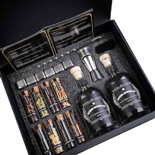 DIY Cocktail Infusion Kit, 15pc. Cocktail Making Kit, Mixology Set for Vodka, Gin, & Whiskey Lovers. Ideal for Whiskey Enthusiasts and Idea Sets. Premium Quality, Customizable