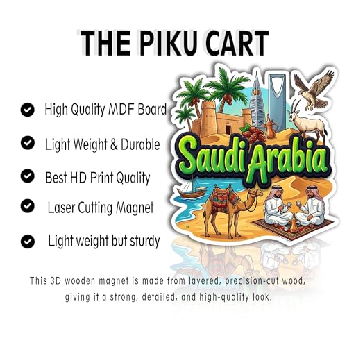 Image of Saudi Arabia Fridge Magnet Premium Wooden Souvenir Glossy Engineered Wood Travel Gift Home Kitchen Decor Magnetic Locker Magnet