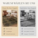 GENIMO Dywan o wyglądzie juty, wytrzymały dywan do użytku wewnątrz i na zewnątrz, 200 x 290 cm, nadaje się do prania, antypoślizgowy i łatwy w pielęgnacji, idealny do salonu, jadalni, na balkon, taras
