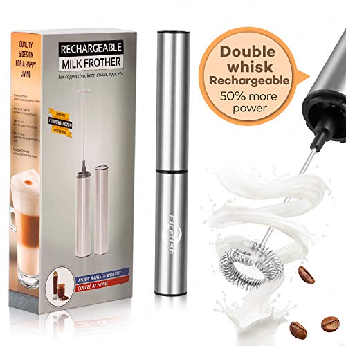 USB Rechargeable Milk Frother, 2 Speed Portable Coffee Frother Travel Drink Mixer