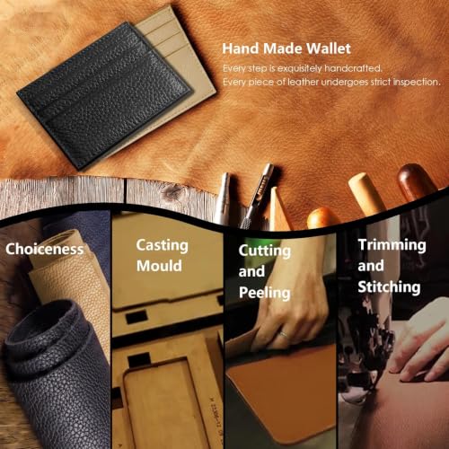 Image of Pack of 2, Genuine Leather Credit Card Holder, Small Wallet Black & Beige