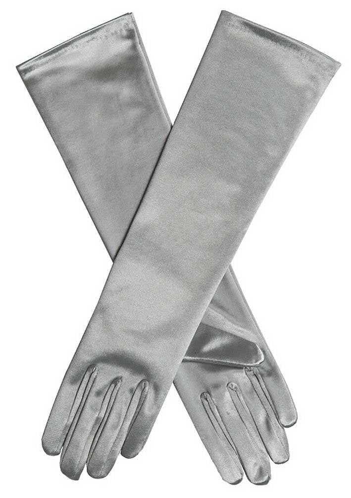 Dents Women's Silver Melissa Long Below Elbow Satin Gloves