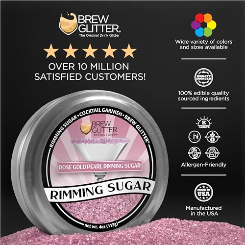image for Bakell Brew Glitter - Rose Gold Pearl Rimming Sugar (1LB, 1x Resealabl