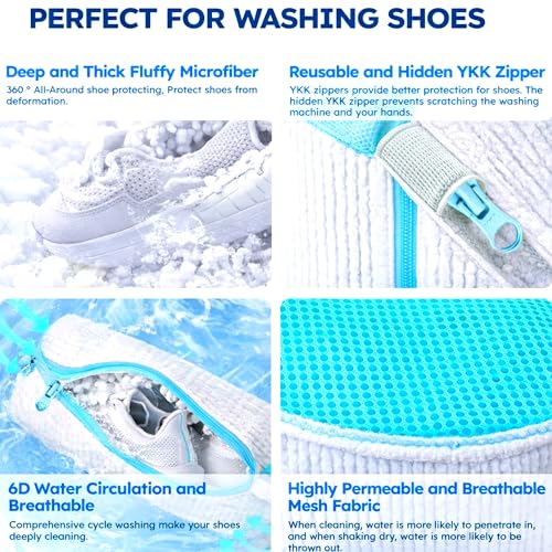 Image of Shoe Washing Machine Bag, 2 Pack XXL Laundry Bag for Washer & Dryer, Mesh Sneaker Wash Cleaner, Heavy Duty Zipper, Protects Shoes & Machine, Reusable