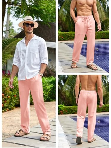 Image of Gafeng Mens Linen Pants Yoga Casual Beach Summer Harem Baggy Trousers