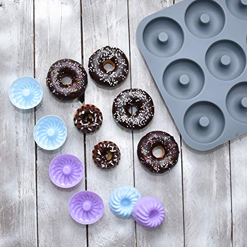 image for BitimexHome Silicone Baking Mold Donut Pan Set - 9 Hole Large Silicone