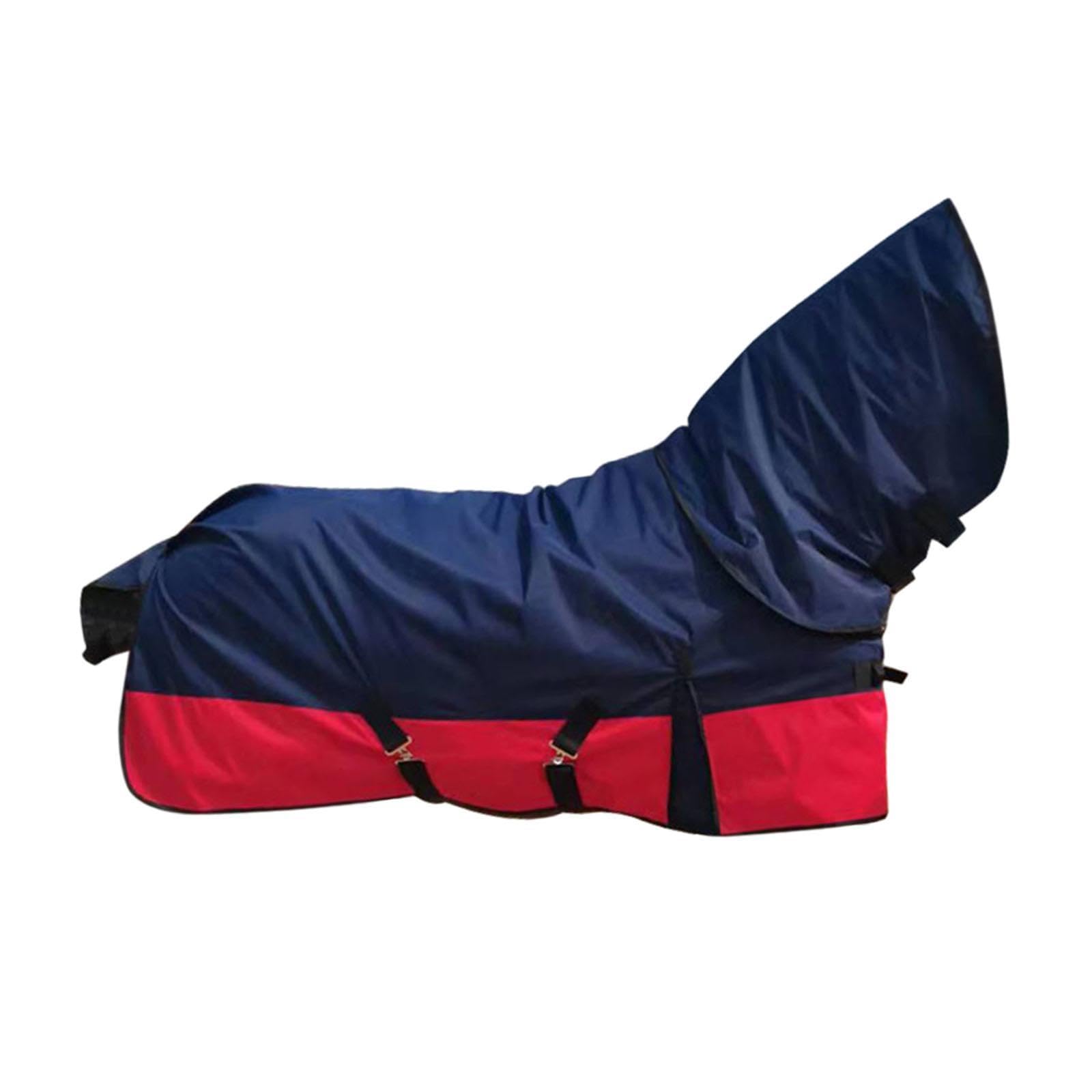 Manta para Caballo Impermeable Transpirable sin Relleno con Cubre Cuello Desmontable Hebillas Ajustables Resistente al Viento y Lluvia Apta para