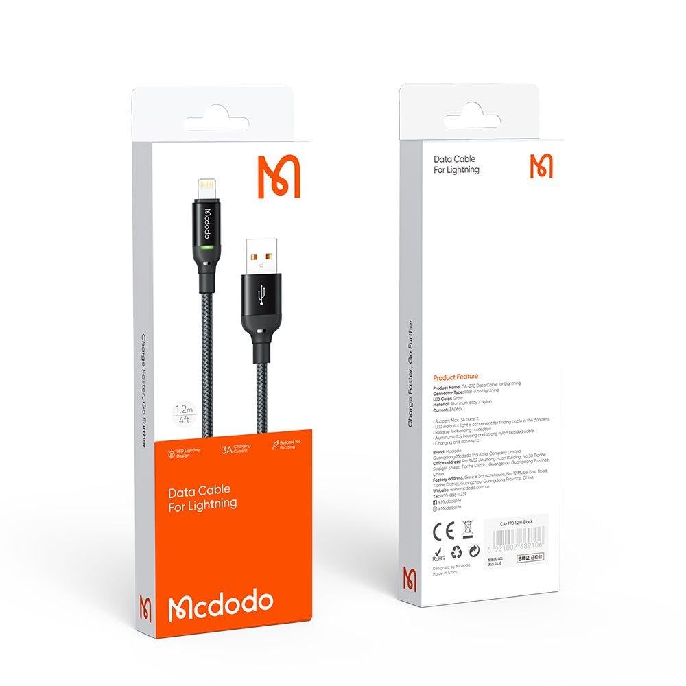Mcdodo CA-2700 iPhone Lightning Şarj Ve Data Kablosu 1.2m Siyah