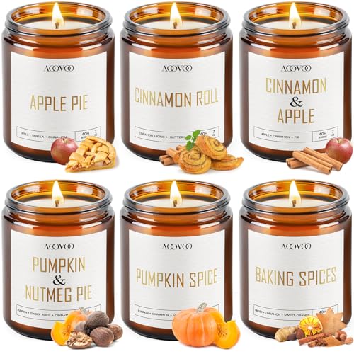 AOOVOO Fall Scented Candles - 6 PC Soy Candle 42 oz