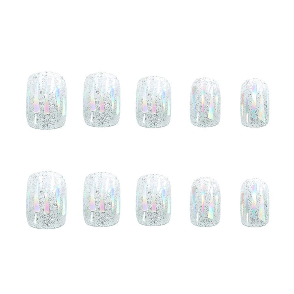 Unghie a pressione Unghie finte Copertura completa Unghie a pressione Dito artificiale Kit per unghie in acrilico Kit manicure per le donne Unghie Smalto colorato colorato-24 pezzi