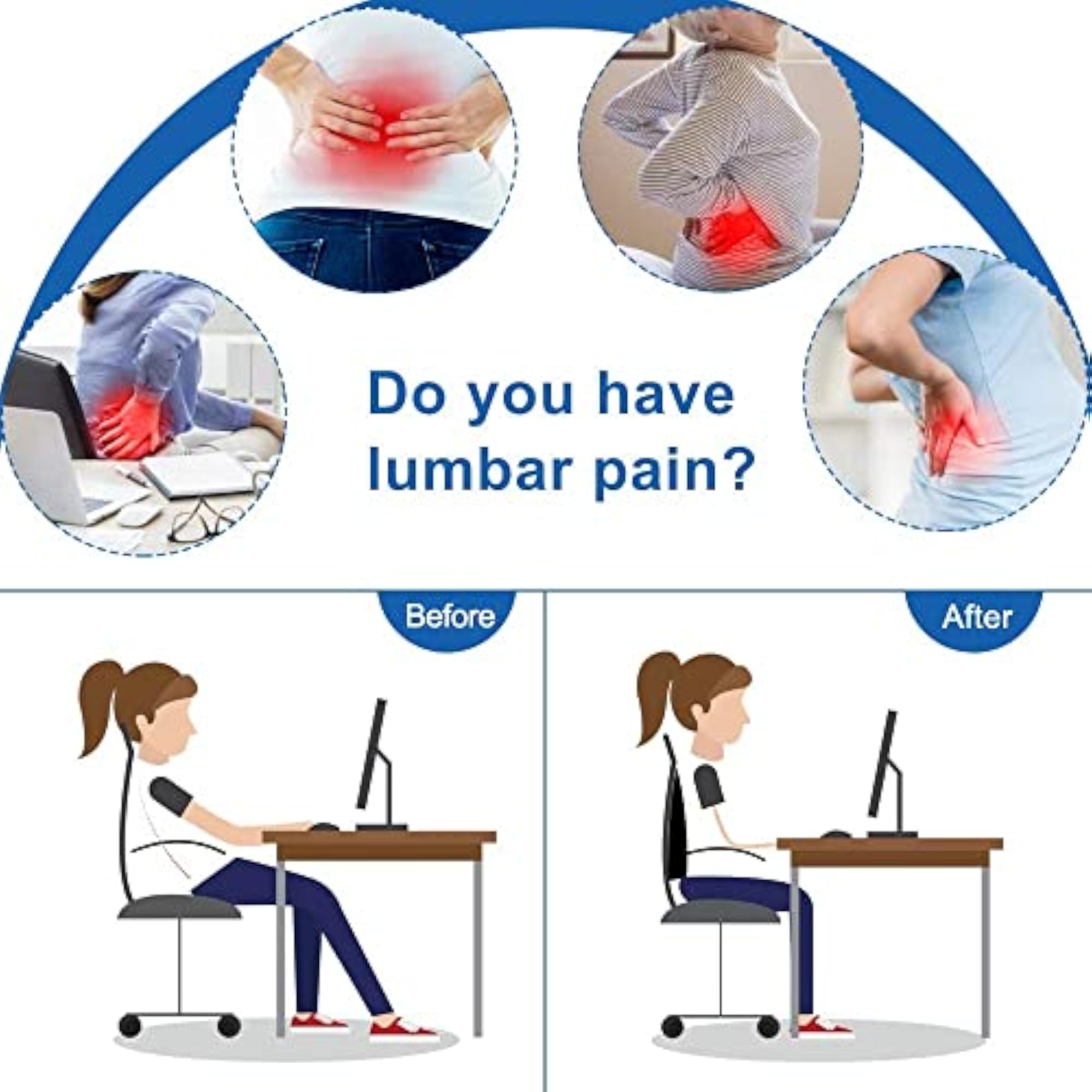 Lumbar Support Pillow for Office Chair, Ergonomic Gift