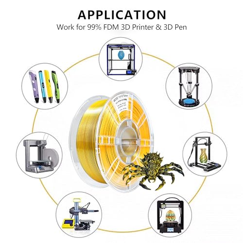 Image of iBOSS PLA+ 3D Printer Filament, PLA Plus Filament 1.75mm Silk Black Gold Shiny Silk Dual Color Filament, 3D Printing Filament 1KG /2.2lb Dimensional Accuracy + /- 0.02mm Fit Most FDM Printers