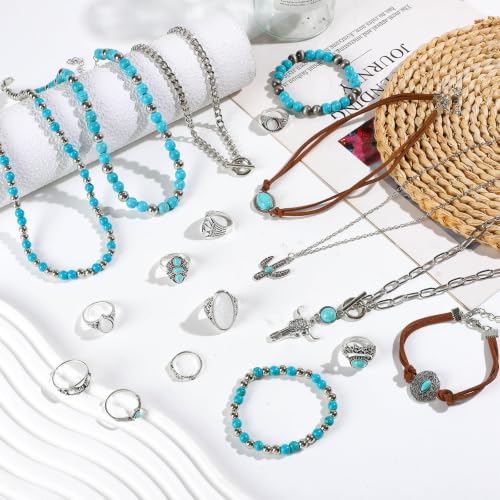 Joyas bohemias de plata NEWITIN con 68 piezas de collares y anillos 2