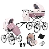 KUNERT Kinderwagen ROMANTIC EXCLUSIVE retro Sportwagen Babywagen Autositz Babyschale Komplettset Kinder Wagen Set 3 in 1