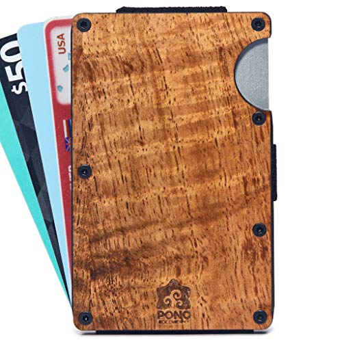 THE MINIMALIST, HAWAIIAN KOA WOOD WALLET W/MONEY CLIP (PLAIN, NO DESIGN)2
