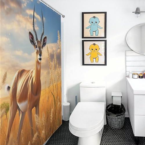 Rideau de douche imperméable Antilope en polyester lavable pour baignoire 183x183cm