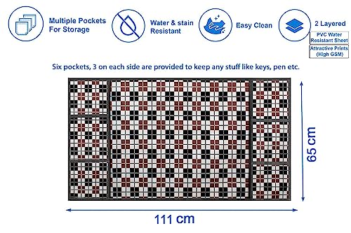 Image of Stylista Refridgerator top Cover Suitable for Samsung RT37C4512S8 /HL, 322 Liter Fridge, Dimension (WXD) 65x111 CM, Checkered Pattern Grey