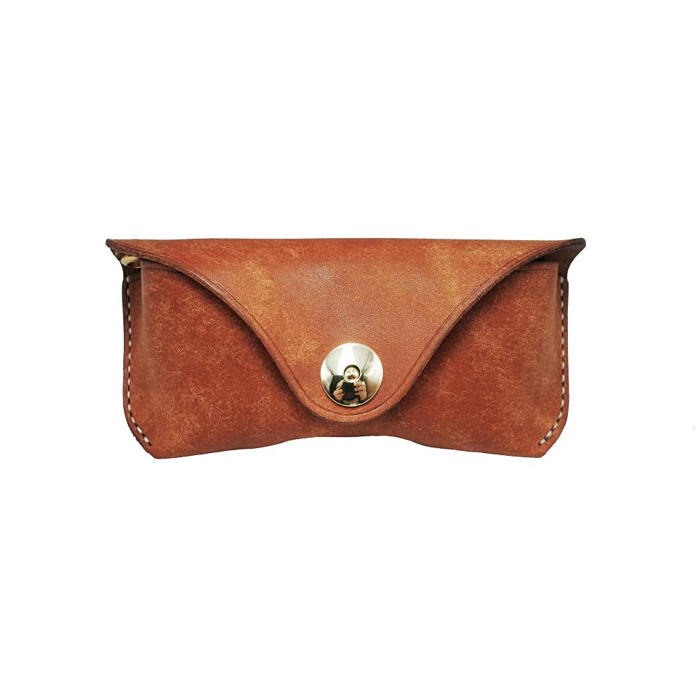 Borsa per Occhiali Custodia Occhiali da Vista Astuccio Occhiali Caso da Sole Compatto per Occhiali da Sole con Cuoio A Mano in Pelle con Abbronzatura in Pelle Abbronzata-Marrone
