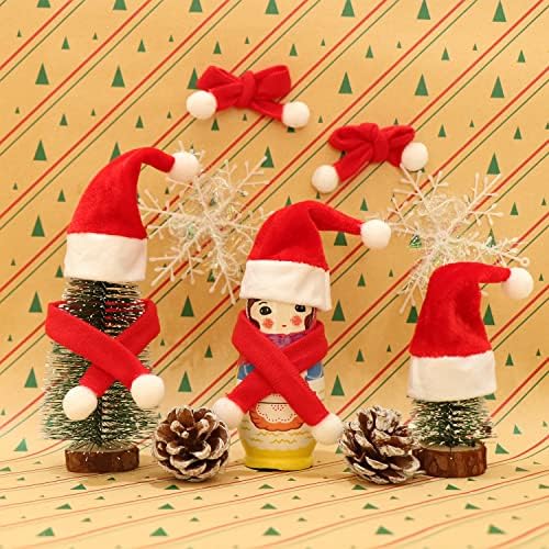 LOOGI 10 Pieces Mini Santa Hat Cup Bottles Cover Christmas Decor Home Xmas Gift Present Decoration