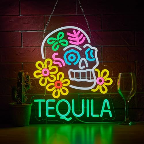 Image of Roouneon Tequila Neon Sign for Wall Decor Mexican Tequila USB Dimmable LED Neon Sign for Beer Bar Pub Light Decor.